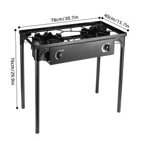 Outdoor 2 Burner Propane Stove with High-Pressure 20PSI Regulator Energy-Saving Gas Grill ABS Switch Detachable Stand for Camping Tailgating Backyard