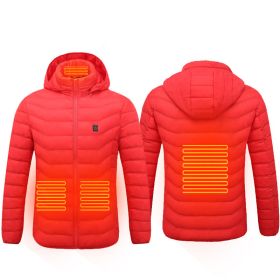New Heated Jacket Coat USB Electric Jacket Cotton Coat Heater Thermal Clothing Heating Vest Men's Clothes Winter (Option: Red Zone4-3XL)