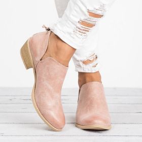Autumn Women Shoes Retro High Heel Ankle Boots (Option: Pink-40)