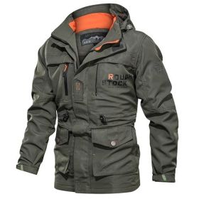 Men's Medium To Long Casual Outdoor Hooded Plus Size Jacket (Option: Dark green-XXL)