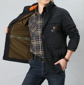 Men's Medium To Long Casual Outdoor Hooded Plus Size Jacket (Option: Black 1-2XL)