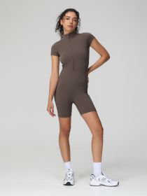 Women's Jumpsuit Short Style (Option: Brown-Xl)