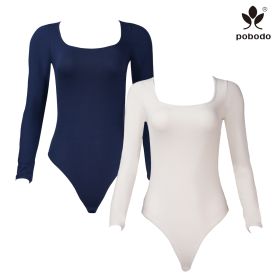 Square Collar Long Sleeved Frosted Warm Jumpsuit (Option: Tibetan BluexRice White-Xl)