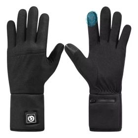 Electric Ski Gloves Liner Polyester Waterproof Hand Warmer Full Finger Heated Gloves For Men And Women (Option: Black-2XL)