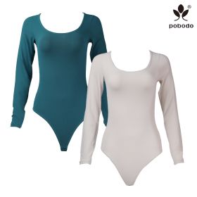Round Neck Long Sleeved Brushed Warm Jumpsuit (Option: Green x meter white-M)
