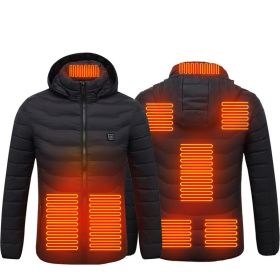 New Heated Jacket Coat USB Electric Jacket Cotton Coat Heater Thermal Clothing Heating Vest Men's Clothes Winter (Option: Black Zone8-M)