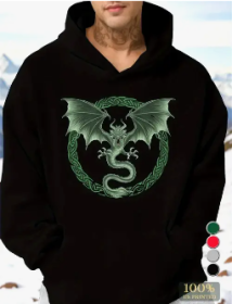 Men's Printed Hoodie (Option: Black-S)